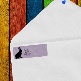 Zwart Konijnensilhouet Gemarmerd Paarse Etiket