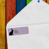 Zwart Konijnensilhouet Gemarmerd Paarse Etiket