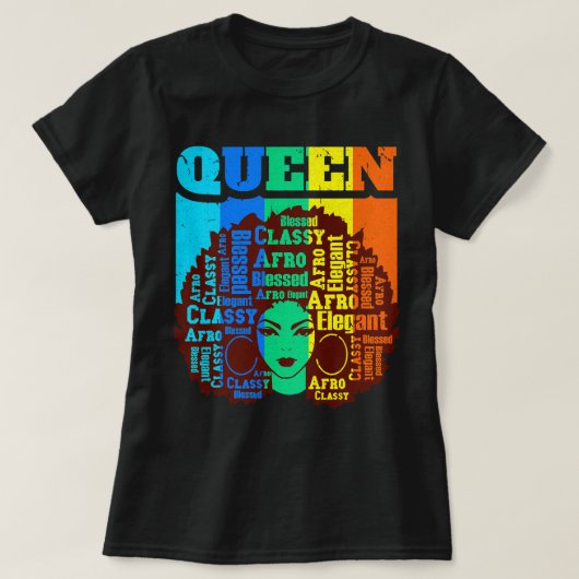Zwart Koningin Melanine Magic Sista Vrouw Queens B T-shirt (Design voorkant)