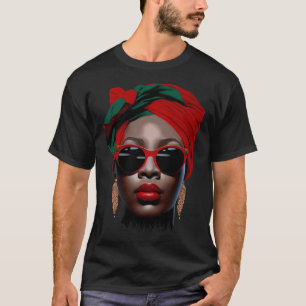 Zwart Koningin Melanine Oorbellen Lippen Leuk Zwar T-shirt