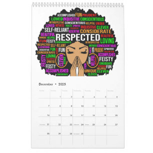 Zwart Koningin Melanine Vrouw Bruin Huid Sista Mag Kalender