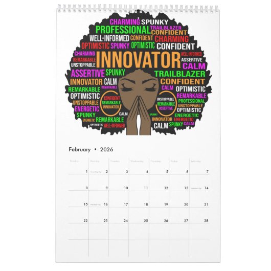 Zwart Koningin Melanine Vrouw Bruin Huid Sista Mag Kalender (Feb 2026)