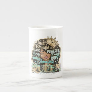 Zwart Koningin Melanine Vrouw Bruin Huid Sista Mag Porselein Kop