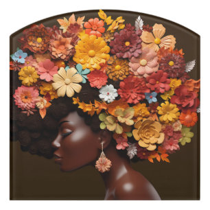 Zwart Koningin Melanine Vrouwen 3D Bloemen Flower  Deurbordjes