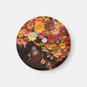 Zwart Koningin Melanine Vrouwen 3D Bloemen Flower Magneet
