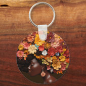 Zwart Koningin Melanine Vrouwen 3D Bloemen Flower Sleutelhanger (Achterkant)