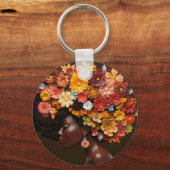 Zwart Koningin Melanine Vrouwen 3D Bloemen Flower Sleutelhanger (Voorkant)