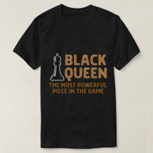 Zwart Koningin Schaak Krachtig Stuk Ontwerp T-shirt