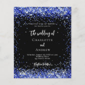 Zwart koninklijk blauw budget bruiloft uitnodiging flyer (Voorkant)