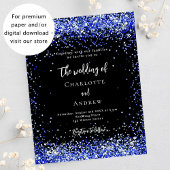 Zwart koninklijk blauw budget bruiloft uitnodiging flyer