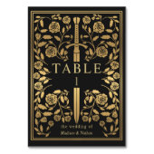 Zwart koninklijk middeleeuws zwaardhuwelijk kaart (Achterkant)