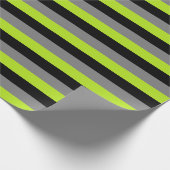 Zwart, koolgrijs en kalkgroene strepen cadeaupapier (Hoek)