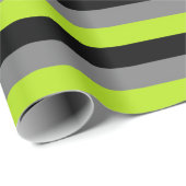 Zwart, koolgrijs en kalkgroene strepen cadeaupapier (Rol Hoek)