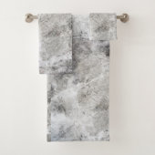 Zwart koolstof en wit marmerpatroon bad handdoek (Insitu)