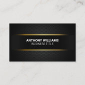 Zwart koolstofvezelpatroon met gouden accentlijnen visitekaartje (Voorkant)