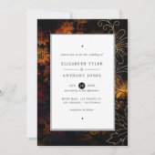 Zwart, koper en gouden  Damask Wedding Kaart (Voorkant)