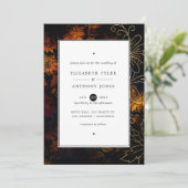 Zwart, koper en gouden  Damask Wedding Kaart (Staand voorkant)