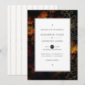 Zwart, koper en gouden  Damask Wedding Kaart (Voorkant / Achterkant)