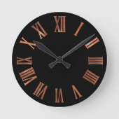 Zwart koper Roos Gold Minimale metalen stad Ronde Klok (Voorkant)