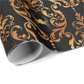 Zwart koper van haalleen Brocade Spider Pattern Cadeaupapier (Rol Hoek)