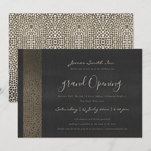 ZWART KOPEREN MOZAÏEK PUNTEN GRAND OPENING CEREMON KAART (Voorkant / Achterkant)