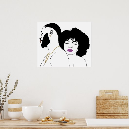 Zwart koppel Esthetische Lijn kunstwerk (Zwarte li Poster (Keuken)