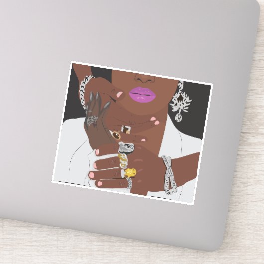 Zwart koppel met gouden en zilveren zwarte liefde sticker (Detail)