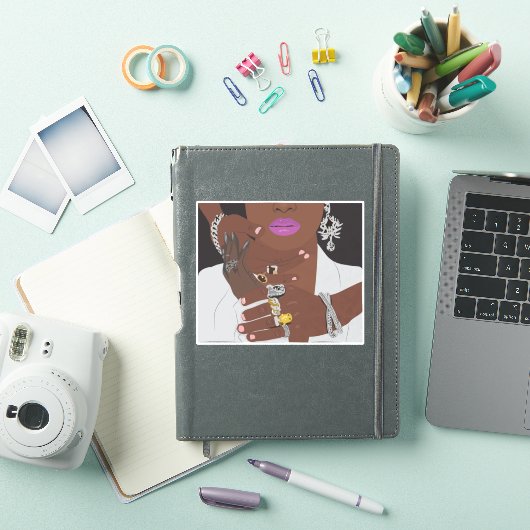 Zwart koppel met gouden en zilveren zwarte liefde sticker (iPad Cover)