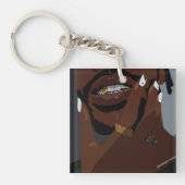 Zwart-koppige kunst (zwarte liefde) sleutelhanger (Voorkant)