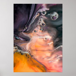 Zwart koraal en Oranje Abstract minimalistisch van Poster