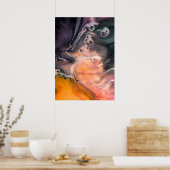 Zwart koraal en Oranje Abstract minimalistisch van Poster (Keuken)