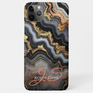 Zwart Koraal Roze Wit Goud Marmer Kunstpatroon Case-Mate iPhone Case