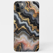 Zwart Koraal Roze Wit Goud Marmer Kunstpatroon Case-Mate iPhone Case (Achterkant)