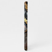 Zwart Koraal Roze Wit Goud Marmeren Kunstpatroon iPhone Hoesje (Rechterkant)