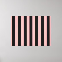 Zwart & koraalroze gestreepte canvas wandkunst