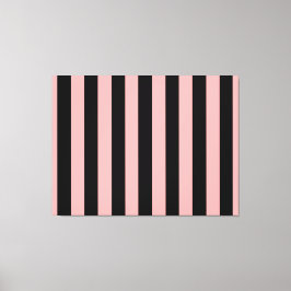 Zwart & koraalroze gestreepte canvas wandkunst afdruk