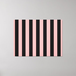 Zwart & koraalroze gestreepte canvas wandkunst afdruk