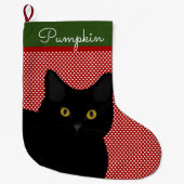 Zwart Kort Kat Geel Geel Geel Gem Aangepast Grote Kerstsok (Voorkant)