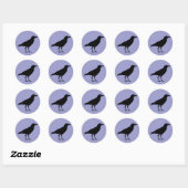 Zwart Kraai Paarse Halloween Ronde Sticker (Vel)