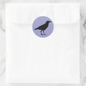 Zwart Kraai Paarse Halloween Ronde Sticker (Tas)