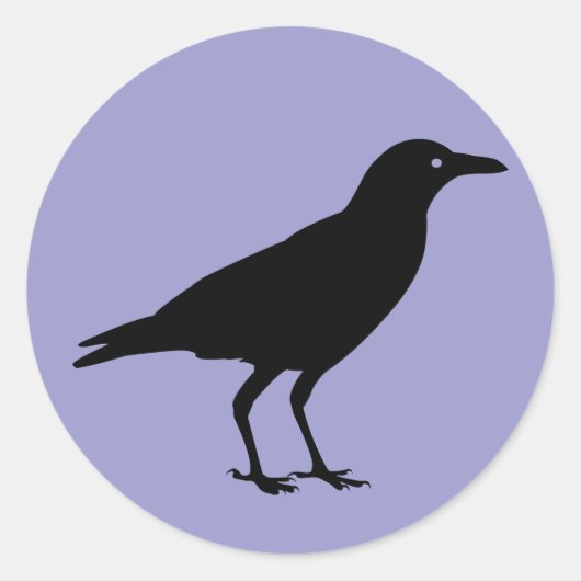 Zwart Kraai Paarse Halloween Ronde Sticker (Voorkant)