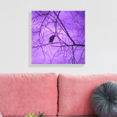 Zwart Kraai Paarse Sky Bomen Foto Canvas Afdruk (Insitu (Woonkamer))