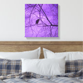 Zwart Kraai Paarse Sky Bomen Foto Canvas Afdruk (Insitu (Slaapkamer))
