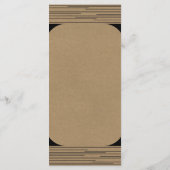 Zwart Kraft Minimal Modern Lijnen Trouwmenu Menu (Achterkant)