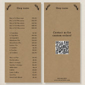 Zwart, Kraft & Rustic Menu & Prijslijst Kaart