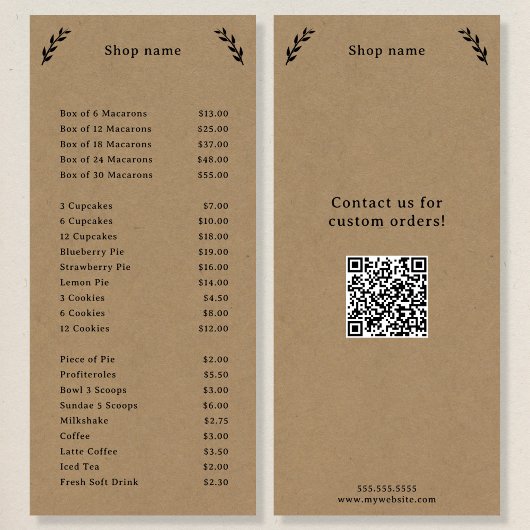 Zwart, Kraft & Rustiek Menu & Prijslijst Rack Kaar