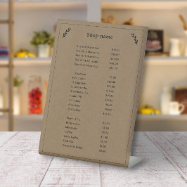 Zwart, Kraft & Rustiek prijslijst Pedestal Sign Reclamebord Met Voetstuk