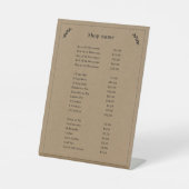 Zwart, Kraft & Rustiek prijslijst Pedestal Sign Reclamebord Met Voetstuk (Voorkant)