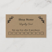 Zwart, Kraft & Rustieke Loyaliteit Kaart Visitekaartje (Voorkant)