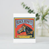 Zwart  krattenlabel - Paard Briefkaart (Staand voorkant)